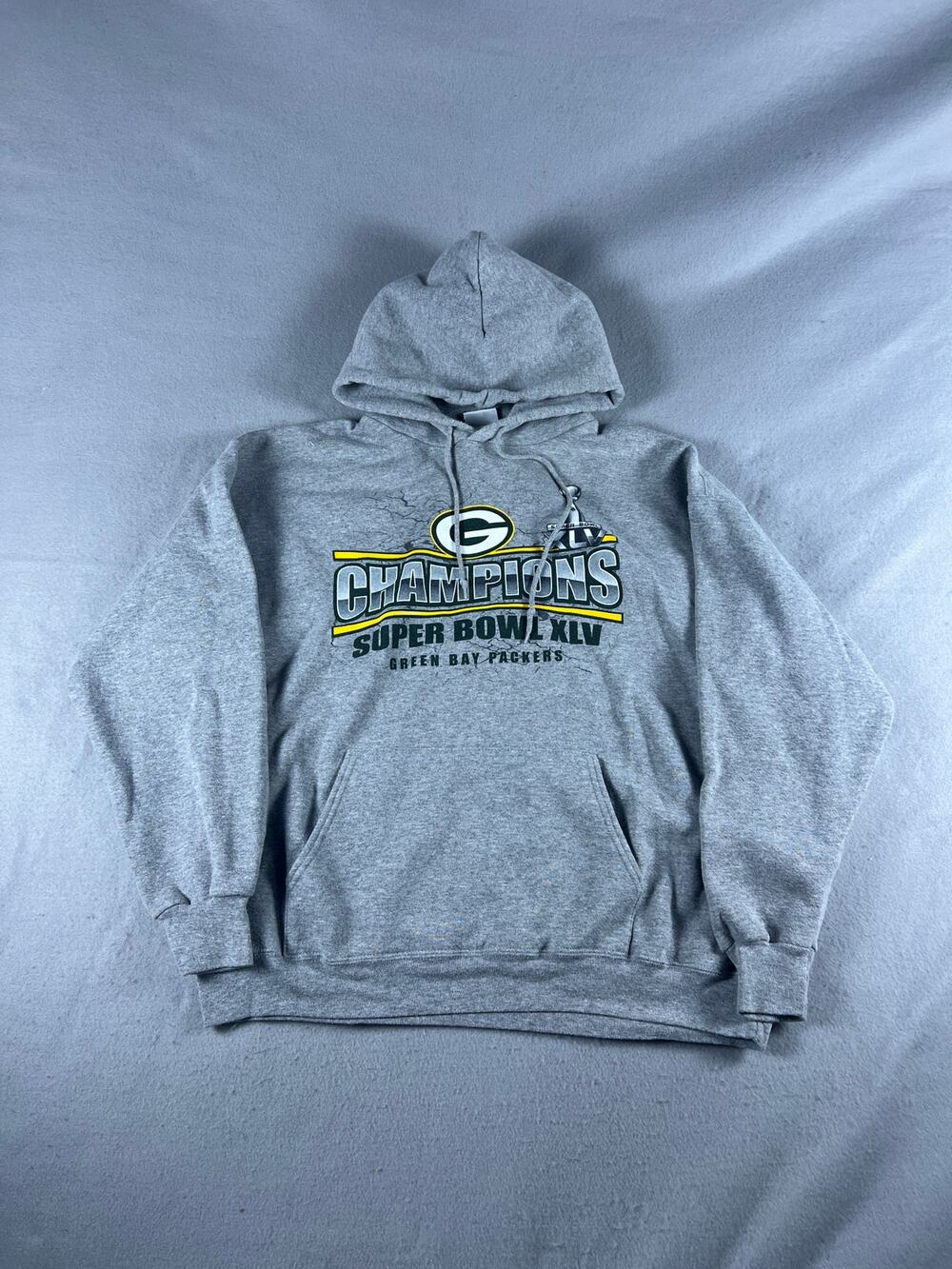 Green Bay Packers Hoodie Adult L Gray Super Bowl XLV Champions NFL Team Football
